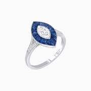 Art Deco Inspired Gemstone Marquise Ring - Shahin Jewelry